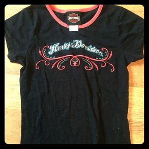 Harley Davidson 7/8 Girls T Shirt vtg